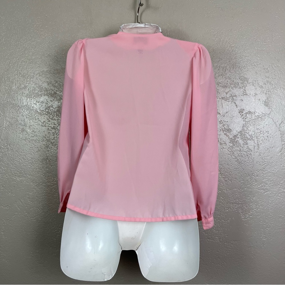 La Blouse Womens Size 4 Vintage Top Pink Long Sleeves Beaded Floral Embroidery - Picture 5 of 11